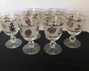 Set of 6 Vintage Libbey Gold Leaf Pattern Wine/Water Goblets. MINT! - Picture 1 of 12