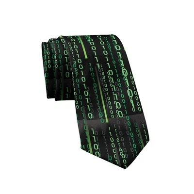 Falling Code Tie Funny Sarcastic Computer Graphic Novelty Necktie - Image 1 of 4