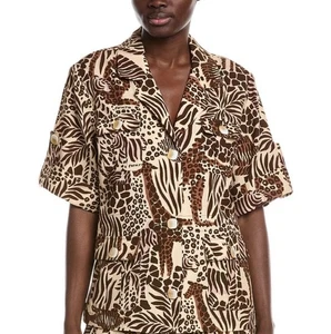 Small Farm Rio Safari Sand Shirt Women's Brown EUC - Picture 1 of 12