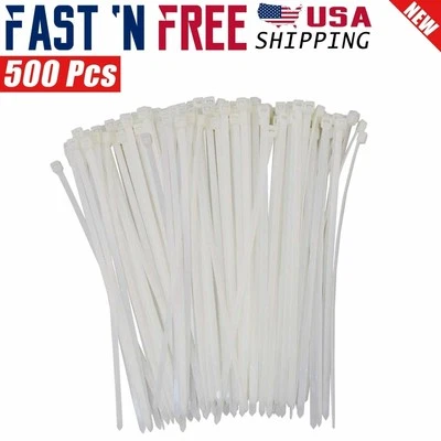 500 piezas 6" pulgadas blanco nailon cremallera cable lazos autobloqueantes 2,8 mm tracción 30 libras Foto 1 de 2