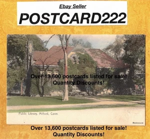 CT Milford 1901-09 udb vintage postcard PUBLIC LIBRARY CONNECTICUT - Picture 1 of 1