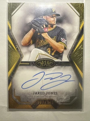 2025 Topps Tier One Jared Jones Autographed Talent Auto Card Pirates /149 - Image 1 of 2