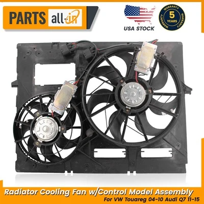 For VW Touareg 04-10 Audi Q7 11-15 Radiator Cooling Fan w/Control Model Assembly - Image 1 of 4