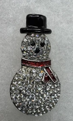 Broche Lia Sophia Muñeco de Nieve Cristal Estrás Tono Plata Navidad Brillo Prendedor Foto 1 de 4