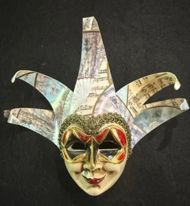 Small 7" Venetian Porcelain Decorative Mask Hand painted Wall Hanging Italy - Picture 1 of 4