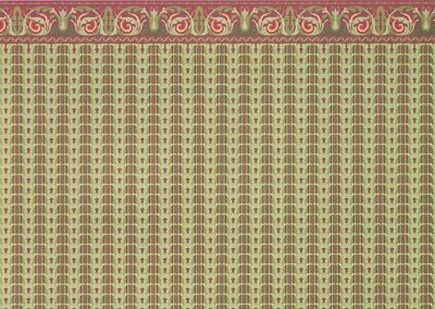 Papel pintado para casa de muñecas Brodnax victoriano verde y granate "Melrose" escala 1:12 Foto 1 de 4