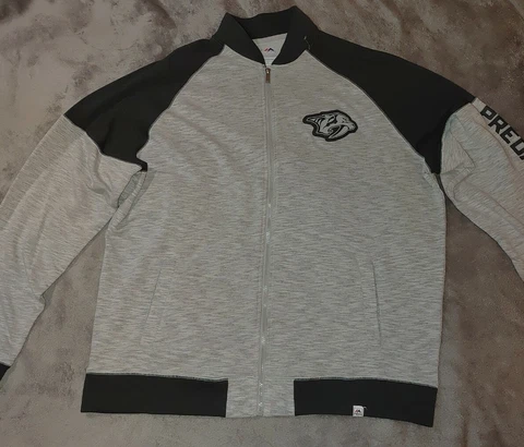 Nashville Predators NHL Majestic gray jacket Mens XXL 2XL, zip-up fleece sweater Cover