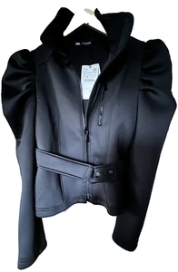 Zara 3427/004/800 Zipped Jacket with Statement Sleeves/Shoulders, Size S - Black - Picture 1 of 3