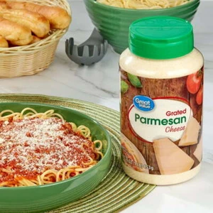 "Great Value Grated Parmesan Cheese, 16 oz Bottle – Topping for Meals" - Picture 1 of 7