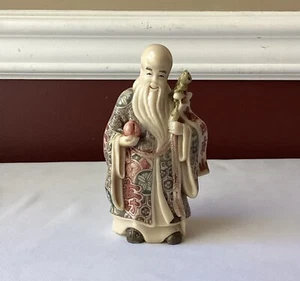Vintage japanische/chinesische Langlebigkeit Wiseman geschnitzte Harzfigur, 5 1/2" T, gemarkt - Bild 1 von 8