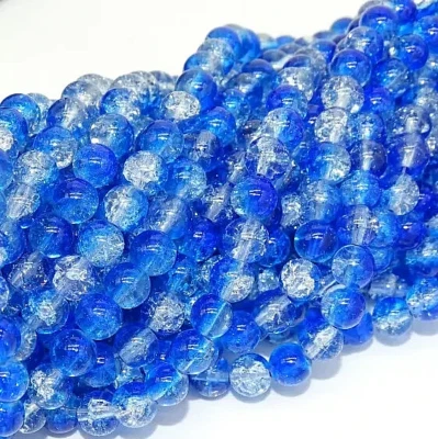 6 мм синий треск стеклянные бусины круглый браслет ювелирных изделий бисер 280 штук - Изображение 1 из 2