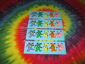 4-GRATEFUL DEAD JERRY GARCIA DANCING BEARS BLUE BUMPER STICKERS 3"x9.5" NEW LOT - Picture 1 of 3