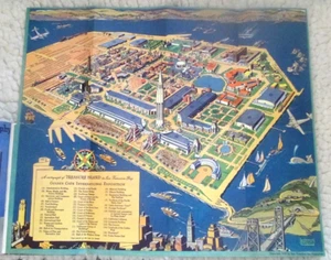 Vintage 1939 Ruth Taylor Illustrated Map Treasure Island San Francisco GGIE - Picture 1 of 4