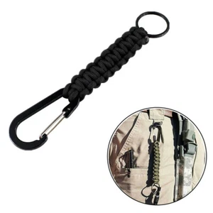 Llavero militar Paracord con mosquetón de alta resistencia anillo de metal caza al aire libre - Imagen 1 de 8