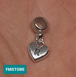 Charm Ciondolo Per Bracciale Lettera R Cuore Tono Argento ( Modello Pandora - Foto 1 di 1