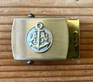 Vintage Brass Heraldic Lions Anchor NAVY Uniform Military Belt Buckle - Picture 1 of 2