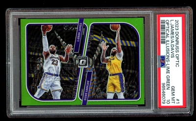 2023-24 Panini Optic Lebron James Anthony Davis Lime Green Illusions /149 PSA 10 - Image 1 of 2