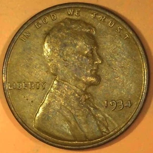1934 P Lincoln Wheat Cent ~ Improper Alloy Mix Error ~ Woody Error - Picture 1 of 2