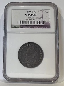 1806 Draped Bust Quarter NGC, VF Details, Holed - Picture 1 of 2