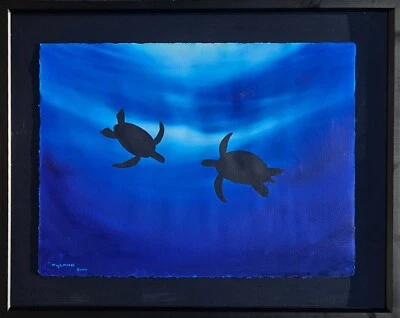 Wyland ORIGINAL Art Turtle Dance XL Watercolor Painting SIGNED OOAK 04 Ocean art - Image 1 of 4