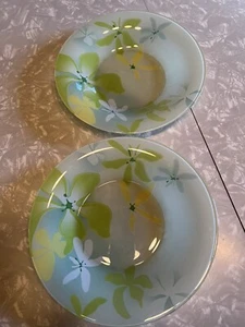 Soup/Salad Bowls Pair (2) Green Floral - Picture 1 of 7