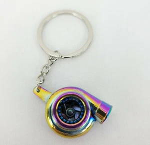 New Metal Neo Chrome Rainbow JDM Boost Turbo Charger Keychain Key Chain Ring USA - Bild 1 von 9