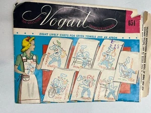 Vogart Transfer Pattern 654 Chef Towels And Apron Vintage 1963  - Picture 1 of 2