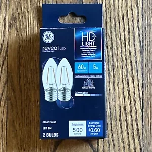 GE REVEAL LED LIGHT BULBS HD+ 5 WATT (60W REPLACEMENT) CLEAR DIMMABLE 500 LUMENS - Picture 1 of 3