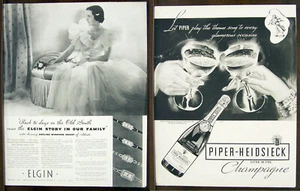 Anuncio de relojes Elgin y Piper Heidsieck Champagne Fortune diciembre 1934 - Imagen 1 de 4