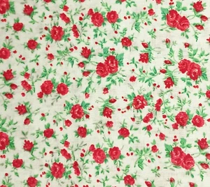 Wild Flowers Ivory Red Rose Cotton Calico Quilt Cotton Santee Floral - Picture 1 of 2