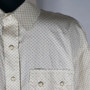 Rough Stock Sz XL Western Shirt Mens Beige Pearl Snap Button L/S 100% Cotton - Picture 1 of 10