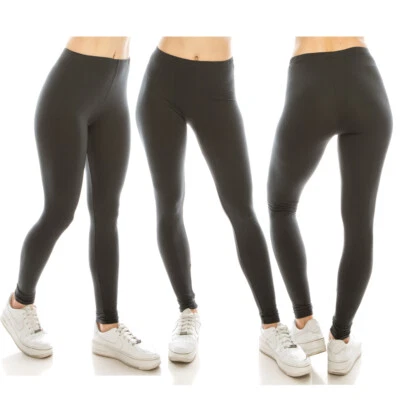 Women's Leggings-High Waisted Basic Comfort Stretch Soft Stylish Leggings - Image 1 of 4
