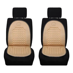 2PC Cream Beige Magnetic Therapy Massage Car Seat Cushion - Picture 1 of 3