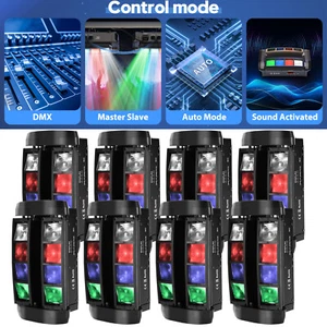 8PCS 8LED Spider Moving Head RGBW Stage Lighting Sound Activated Disco DJ Lights - Picture 1 of 15