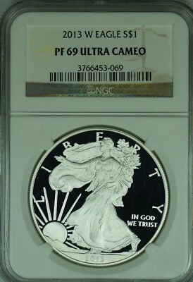 2013-W American Proof Silver Eagle $1 NGC PF 69 Ultra Cameo (49) - Image 1 of 2