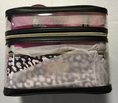 NEW Victoria's Secret Train Case Cosmetic Travel Clear/Multicolored 4Pc Set - Image 1 of 4