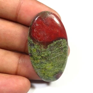 Cabochon sangue di drago naturale 38x21 mm pietra preziosa diaspro verde ovale liscia DC-51 - Foto 1 di 9