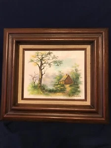 Catherine Parker Melton Oil Painting on Canvas Framed Cabin in Woods-MCM - Picture 1 of 12