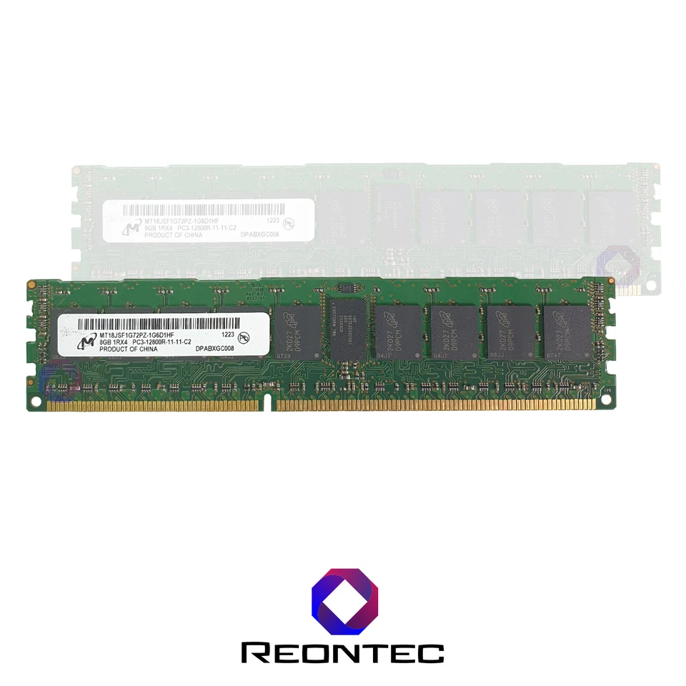 8GB SERVER RAM Micron PC3 - 12800R DDR3 MT18JSF1G72PZ-1G6D1HF 1Rx4 - Immagine 1 di 1