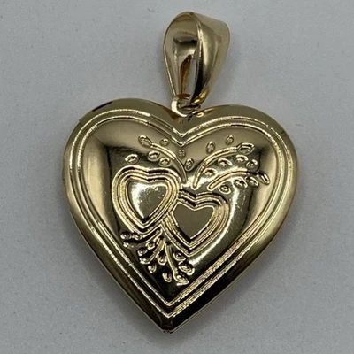 Подвеска в виде сердца с гравировкой в винтажном стиле бразильский BZL 18 карат золото - Изображение 1 из 4
