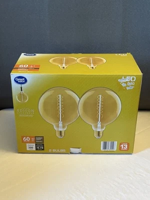 GV Vintage Retro Edison Light Bulb 60W Equivalent Dimmable LED G40 E26 2 Pack - Image 1 of 4
