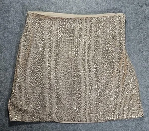 Banana Republic Skirt Womens 6 Champagne Sequin Mini Side Zip Lined party gold - Picture 1 of 8