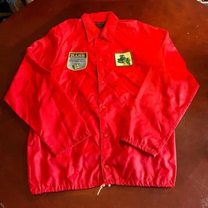 VTG Pla Jac J&S Fish Camp 80s Bass Anglers Patch Windbreaker Jacket (Medium) - Foto 1 di 7