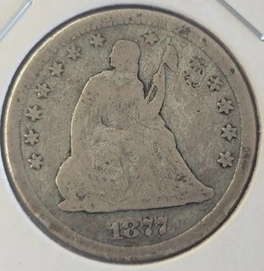 1877-CC Seated Liberty Quarter. - Picture 1 of 4