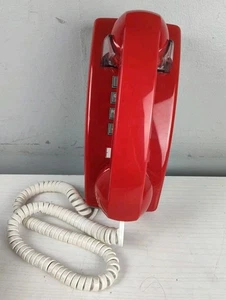 UL Bittel Red Wall Telephone With Red Indicator Light & All Cords - Picture 1 of 4
