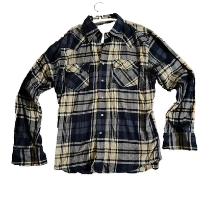 Ditch Plains Men’s Pearl Snap Shirt Large Blue Plaid Western Rodeo NWT - Image 1 of 4