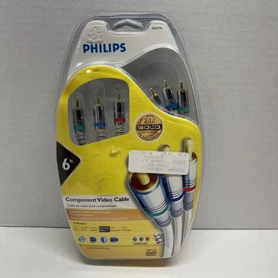 Philips Component Video Cable, 24K Gold Plated Connectors 6 Ft. DVD TV SAT RECV - Image 1 of 4