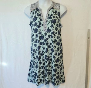 J Jill Nachthemd Damen L blau Blumen ärmellos Kontrastpasse & Taschen - Bild 1 von 9