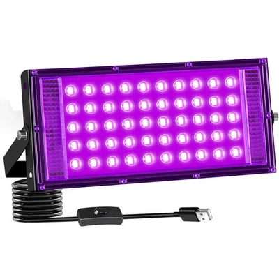 100W LED UV Blacklight Outdoor Flood Light IP66 Waterproof For Glow Party Black - Image 1 of 4