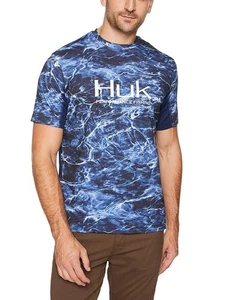 Huk Performance Fishing Men L The Icon Serie Mossy Oak Elements Agua Tshirt Flaw - Picture 1 of 9